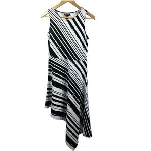 CARTISE Women’s Asymmetrical Hem Sleeveless Striped Dress Black/White Size 4